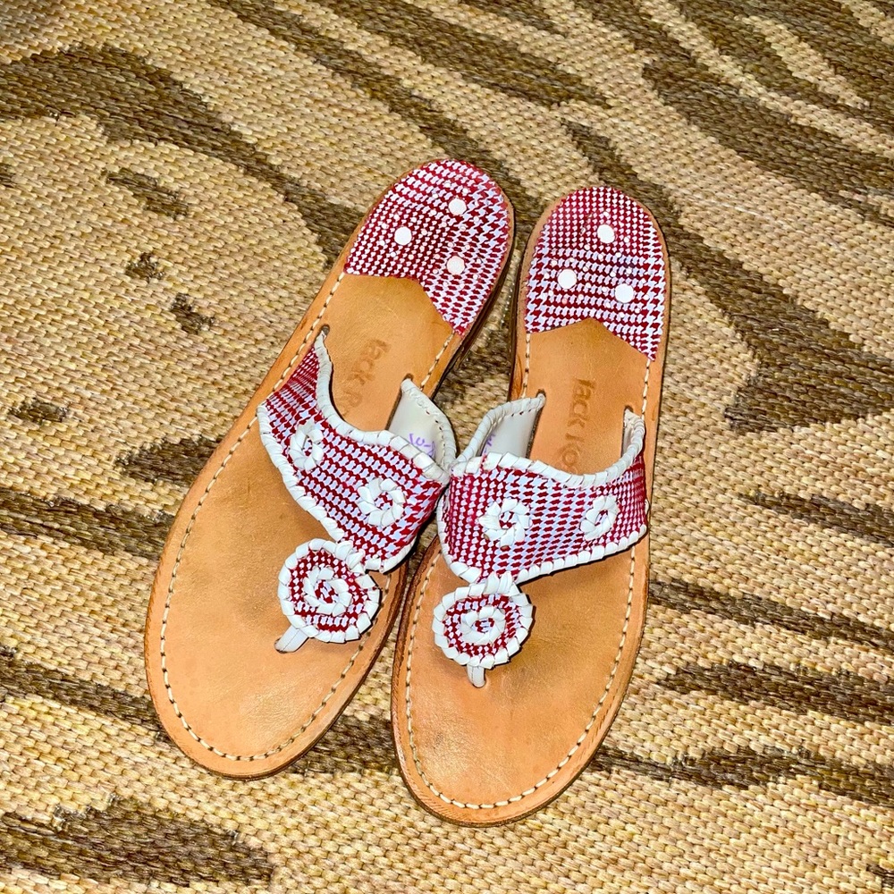Jack Rogers flat sandals red houndstooth size 8M